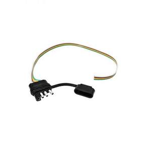 PLUXPAIR 4핀 트레일러 커넥터 14AWG 순수 구리선 25인치 먼지 덮개가 있는 4방향 플랫 엔드 측면 4프롱 라이트 플러그 배선 하네스 히치 유틸리티 ATVUTV용