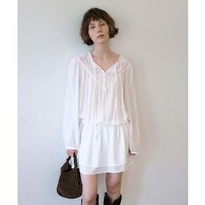 LOEIL Button strap tiered mini dress_Ivory