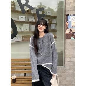 COSYEVNO 여성 니트웨어 겨울용 루즈핏 심플 출근용 패션 긴소매 상의 AB-14