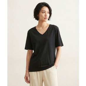 시야쥬 SITP5136 루즈핏 브이넥 반팔티_Black