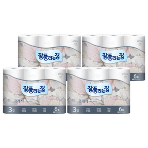 잘풀리는집 클래식 3겹 무형광화장지 25m 6롤 4팩 (24롤)