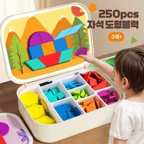 코코유 어린이 자석 칠교 퍼즐 블록 놀이 세트 창의력 학습 장난감 250PCS KEY-01