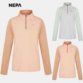 네파 NEPA 여성 간절기 잠재권축사 소재를 적용하여 신축성 및 복원력이 우수한 블럭형 긴팔 집업 등산 티셔츠 SPTS