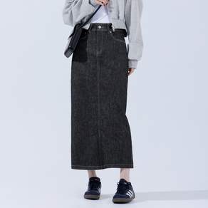 기장선택 논페이드 생지 데님 트임 롱 스커트 (KD060)