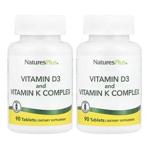 NaturesPlus 비타민D3 & K2 / 뼈 관절 면역 항산화 심혈관 건강