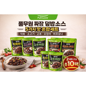 풀무원 짜장 덮밥소스 5종 혼합세트 2개입 총10팩 간편 덮밥소스