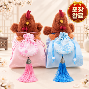 라파켓 닭인형 완제품 닭인형2+보자기2+노리개2+포장 날리기 보자기 결혼식 던지기