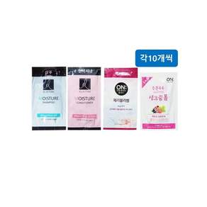 여행용 엘라스틴 샴푸10개+컨디셔너10개+온더바디 바디워시 10개+생크림폼10개 총 40개 일회용 휴대용
