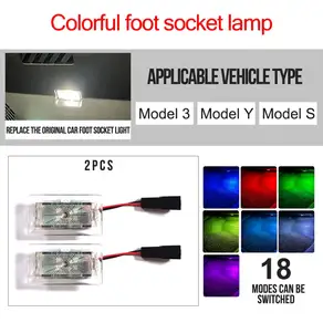 테슬라 호환 모델 호환 3 X S Y용 인테리어 액세서리 발판 조명 트렁크 LED 문짝 램프 RGB 7 색 무선 터치