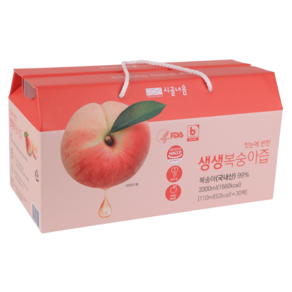시골내음 생생 복숭아즙 100% 착즙 한여름 복숭아를 베어먹는 맛