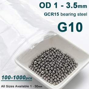 100-1000개 G10 등급 GCR15 고정밀 솔리드 베어링 스틸 볼 크롬 스틸 롤러 비드 스크류 슬라이더용 직경 1-3.5mm