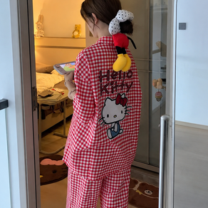 에트월 데일데일 체크 잠옷 홈웨어 세트