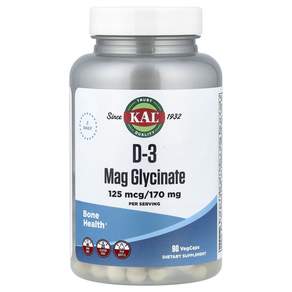 유명한 좋은 상품들 KAL (칼) D-3 마그네슘 글리시네이트 125mcg/170mg 베지 캡슐 90정 빠르게배송해드립니다