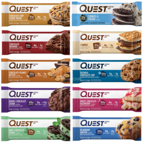 Quest 퀘스트 바 버라이어티 팩 12개입 글루텐 프리 다이어트 고단백 프로틴 간식