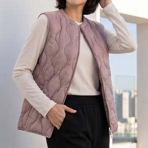 김영주스포츠 여성 가을겨울 따뜻한 웰론 물결퀼팅 패딩 조끼 경량 베스트