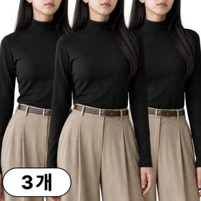 1+1+1스타일아유 여성 반목 폴라 긴팔 피치기모 티셔츠 스판 슬림핏 이너 데일리 캐주얼 베이직 가을 겨울 상의 3종 세트 TS4263