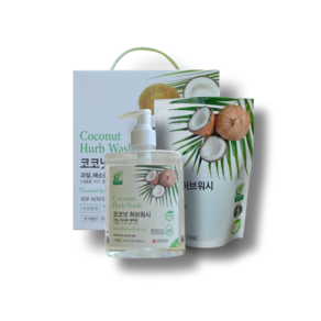 친환경 녹색인증 코코넛 허브워시 주방세제 선물 세트 (본품 500ml+리필 400ml)