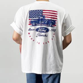 Ford 포드 로고 나염 10수 면 두꺼운 반팔티 헬스 짐웨어 오버핏 반팔