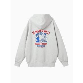 미나수 Menasoo Cartoon Graffiti Two Way Hoodie Zip Up_White Melange