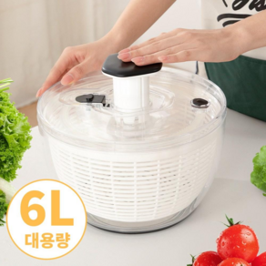 천천무역 유한회사 EVOKME 야채 탈수기 대용량 펌프식 샐러드 채소 과일 스피너, 1개, 블랙
