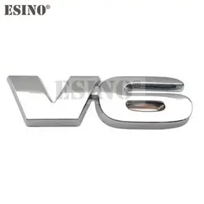 자동차 링 V6 엔진 로고 3D 금속 합금 접착 엠블럼 뒷 트렁크 배지 펜더 스티커 자동차 바디 데칼 자동차