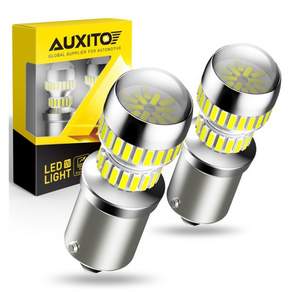 AUXITO 2Pcs 1156 BA15S LED 전구 자동 후면 역방향 6000K 흰색 렌즈 P21W 7506 DRL 운전 램프 4014 SMD