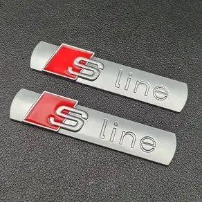 2pcs 3D 금속 Sline 로고 S 라인 엠블럼 자동차 펜더 배지 스티커 아우디 A1 A2 A3 A4 A5 A6 A7 Q2 Q3 Q5 Q