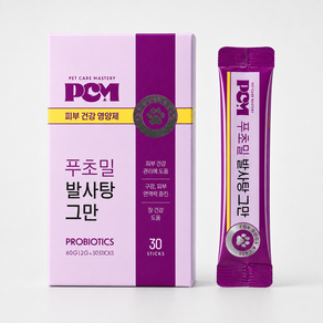 푸초밀 발사탕그만 강아지 고양이 유산균 발사탕 영양제 곰팡이성 가려움 피부 피모 알러지 습진 프로바이오틱스 장건강 크리스파투스 분말스틱 30포 30일분