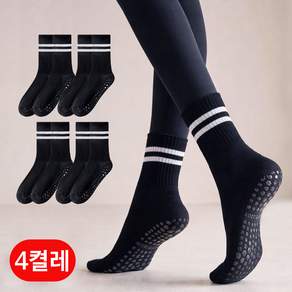 살림공작소 여자 필라테스 양말 4켤레 미끄럼방지 논스립 롱