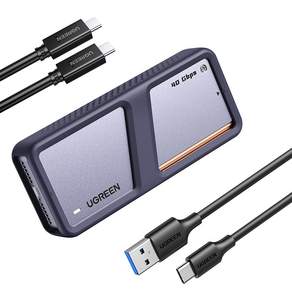 UGREEN 유그린 40Gbps M.2 NVMe SSD 외장하드 케이스 USB4® 인클로저 쿨링팬 장착 4TB 지원|알루미늄 방열 썬더볼트4 3 호환|케이블 두개 동봉