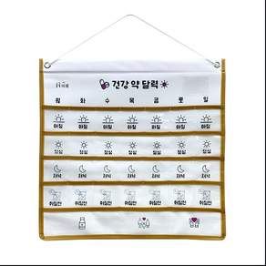 FOOI 잘보이는 패브릭 벽걸이 약달력 약먹는달력 약보관함 생활비 용돈 달력