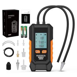 마노미터 가스 압력 측정기 - 101에서 200KPa 미니 듀얼 포트 디지털 마노미터 HVAC6개의 측정 장치 포함 마노미터 Lp 가스 압력 측정기 자동 보정 모노미터PSIkP