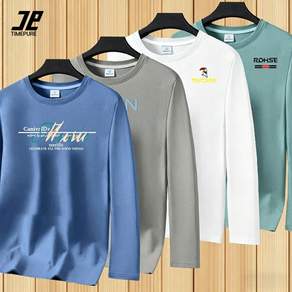 Timepure 1+1+1+1 봄 가을 캐주얼 남성 긴팔티 4장세트 루즈핏 라운드넥 코디 이너 캐주얼 트렌드 이너티 간절기