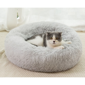 반려동물 침대 강아지 고양이 도넛방석 밝은회색 70cm