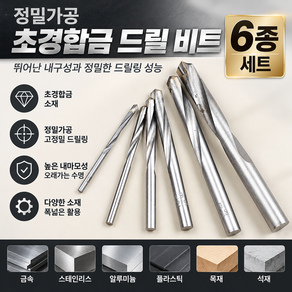 커버원 고강도 정밀가공 초경합금 드릴 비트 6종 세트