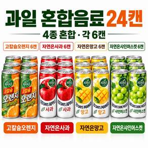 마켓천사 혼합 미니캔 세트 과일음료 자연은 오렌지 사과 망고 샤인머스켓