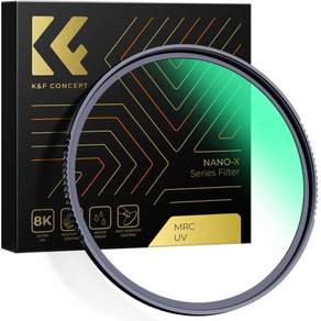 K&F CONCEPT NANO-X Slim MRC UV 필터 8K AGC Glass Optic 발수 발유 코팅