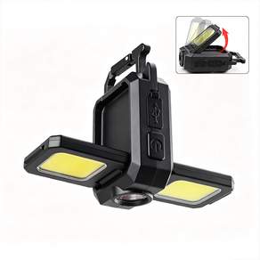 Keebright 1000mAh 3면 LED 자석 작업등 COB 충전식 미니 랜턴 90도 회전 5단계 캠핑 작업등