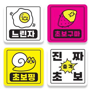 포비월드 차량용 탈부착식 초보운전 자석 스티커 DR-01 (4종 세트)