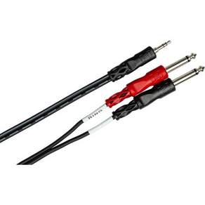 Hosa CMP - 153 스테레오 브레이크아웃 3.5mm TRS에서 듀얼 1/4인치 TS 3피트