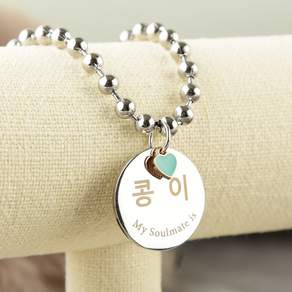 강아지 목걸이 인식표 써지컬 군번줄 원형 펜던트 대형견 소형견
