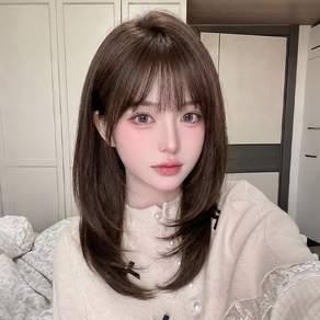 벨살 가발 여성 패션 전체 쇄골 자연스러운 통가발