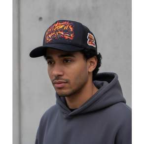 HOUND VILLE Flame logo side patch mesh cap