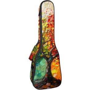 컬러풀 트리 디자인 방수 옥스퍼드 우쿨렐레 케이스 10mm 패딩 66x23x8cm multi-colored 04