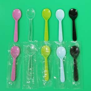 아이스크림스푼 소 스푼 (100개) 8.5cm / 수저 일회용 플라스틱 벌크 개별 낱개 포장 배달 캠핑 테이크아웃 용기 백색 투명 블랙 베스킨라빈스 샐러드 디저트 도시락