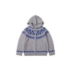 Vanone Atelier KN4242 Nordic knit hood zip-up_Gray