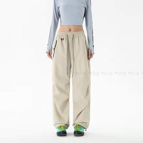 미스손 여성 봄가을 등산바지 트레이닝바지 허리밴딩 와이드 카고팬츠 지퍼포켓 운동복 팬츠 HZHF26CL141