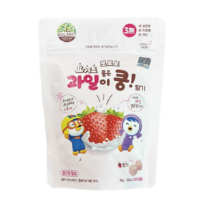 (뽀로로) 요거트를 품은 과일이 쿵 딸기 세트 / 국산 동결건조 딸기 유아간식 요거트 유산균 함유 / 어린이집 유치원 간식 답례품 생일잔치