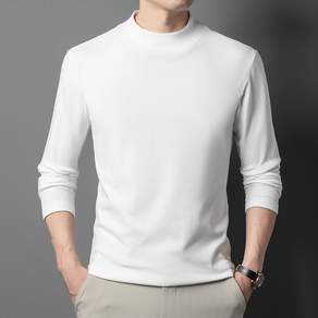 AURALA 남성 추동 베이직 캐주얼 반하이넥 긴팔티 데일리 보온 베이스레이어 티셔츠