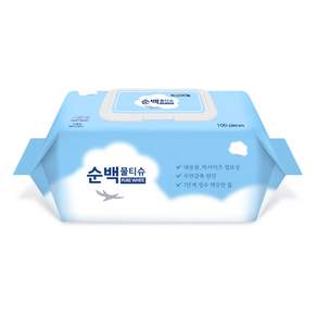 순백 물티슈 100매 20팩 캡형 엠보싱 다용도